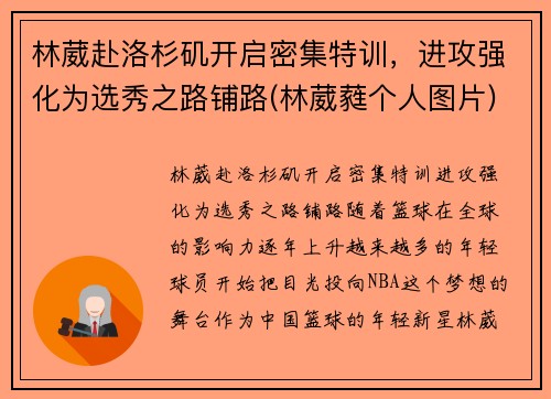林葳赴洛杉矶开启密集特训,进攻强化为选秀之路铺路(林葳蕤个人图片)