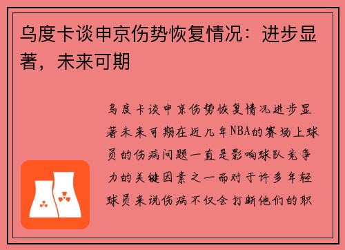 乌度卡谈申京伤势恢复情况：进步显著，未来可期